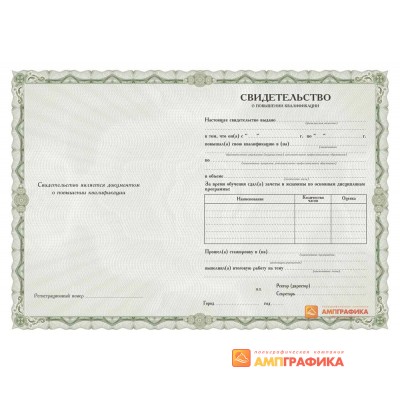 Бланк свидетельства арт. 1509
