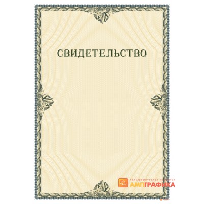 Бланк свидетельства с защитой арт. 127