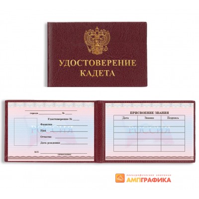 Удостоверение кадета вклейка 8 страниц